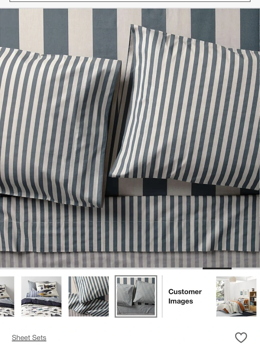 Riviera Blue and Oatmeal Stripe 100% Organic Cotton Kids Sheet Set (Queen)